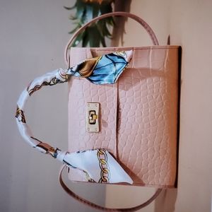 New Mini Faux Leather Fashion Handbag in  Pink with  Crocodile Patter